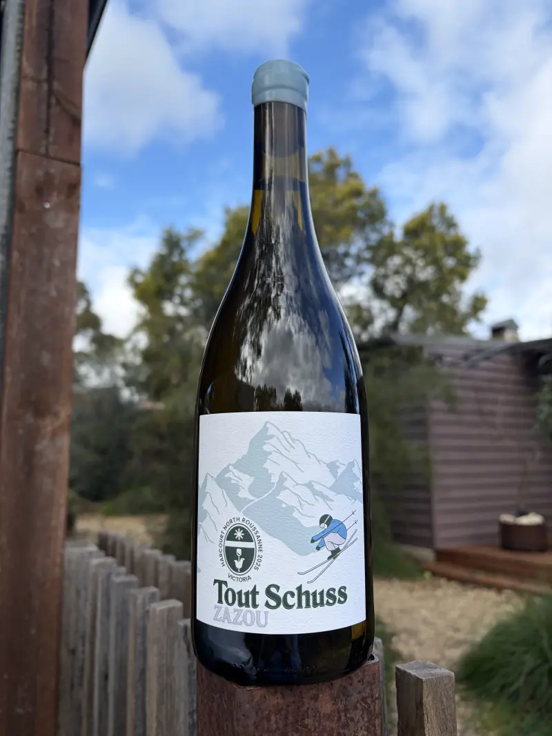 A bottle of Tout Schuss Roussanne 2025